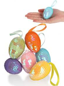 1/3/6/9 stuks glitterpaaseieren om op te hangen, kleurrijke paasei-ornamenten met pailletten, glanzende hangende eieren van schuimrubber, decoraties voor de paasboom, doe-het-zelf voor feestjes