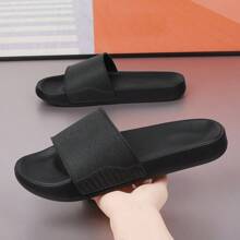 Plus Size Men's Summer Breathable Anti-Slip Durable Deodorizing Thick Sole Simple Fashion Open Toe Slide Sandals, EVA Soft Sole Anti-Slip Bathroom Beach Slippers For Indoor And Outdoor Wear