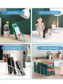 Home Desktop Storage Box For Tea Bags And Cosmetics, Remote Control Stand, Transparent Refrigerator Storage Basket,Compartment Storage Box