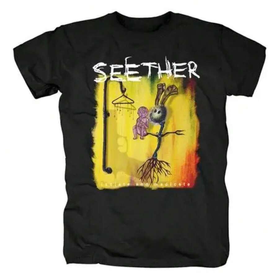 Heavy Metal Seether T Shirt Women Men Rock Band Casual Short Sleeve Fashion Streetwear Plus Size T Shirt Unisex - 黑色 - 查看 1