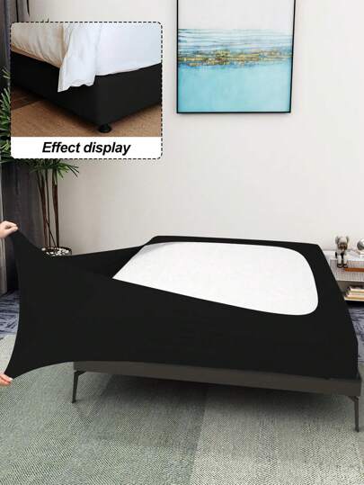 1pc Milk Silk Wrap-Around Bed Skirt, Solid Color Or Printed, 4-Sided Elastic Bed Skirt, Suitable For Bedroom Home Decor