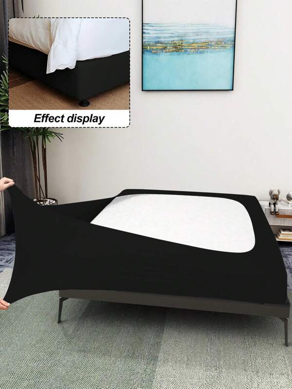 1pc Wrap-Around Milk Silk Bed Skirt, Solid Color 4-Side Elastic Bed Skirt