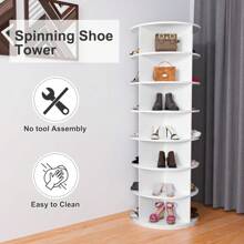 LUCKHAO 360 Rotating Shoe Cabinet 7 Layers, Rotating Shoe Rack Tower, Rotating Vertical Shoe Rack Can Hold 28 Pairs Of Shoes For Entryway, Living Room, Hallway - 1 - 查看 10
