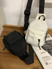 1pc Simple Casual Sports Outdoor Chest Bag Simple Versatile Shoulder Messenger Bag Multifunctional Large-Capacity Shoulder Bag Shoulder Bag, Nylon Material Smooth Zipper Closure, Suitable For Boys And Girls Going Out Shopping, Outdoor Sports, Casual Simple Solid Color Crossbody Chest Bag, Shoulder Strap Adjustable, Versatile Solid Color Shoulder Bag Shoulder Bag Casual Shoulder Messenger Bag - Casual Crossbody Bag - View 1