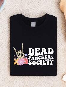 Dead Pancreas Society T-Shirt, Spooky Diabetes Awareness Sweatshirt, Skeleton Hands Diabetes Support Gift, Diabetics Humor Hoodie FZ-501