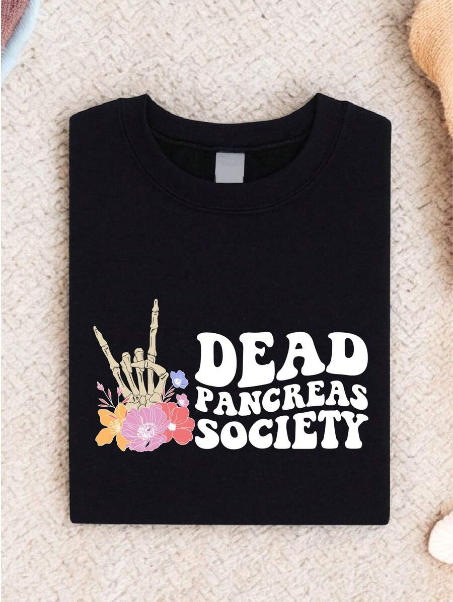Dead Pancreas Society T-Shirt, Spooky Diabetes Awareness Sweatshirt, Skeleton Hands Diabetes Support Gift, Diabetics Humor Hoodie FZ-501