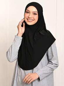 1pc Women's Solid Color Elastic Chin Cover Headscarf, Can Be Used As Robe, Headscarf, Veil, Suitable For Daily Wear, Breathable And Comfortable, Can Be Used As Lining For Headscarf Or Veil. - Solid Color - View 5