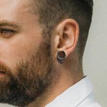 2 piezas de pendientes perforados con diseño de esqueletos estilo punk, expansores, dilatadores de acero inoxidable, joyería corporal para hombres y mujeres