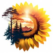 Sunflower Double Exposure Thermal Transfer Brand Fashion Men & Women Popular Style Heat Vinyl Transfer Print Patches, Suitable For Clothing, Backpacks, Hats, Pillows, DIY
