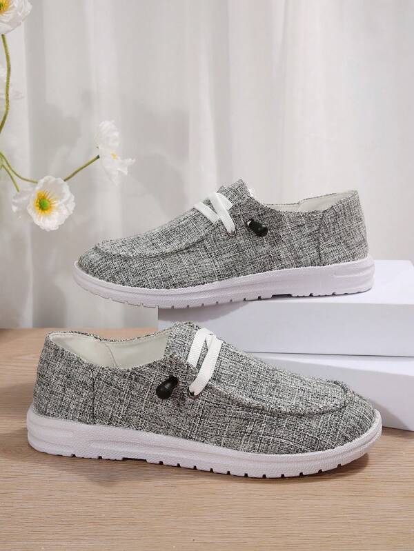 Canvas Women's Slip-On Flat Shoes, Lightweight Comfortable Casual Loafers, Solid Color