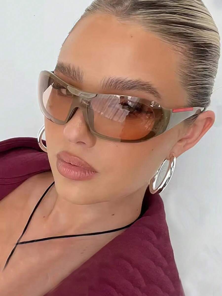 1pcY2K Wraparound Style Fashion Glasses, Millennium Future Style, European And American Glasses, Integrated Personalized Glasses For Summer Beach Vacation,Outdoor,Travel