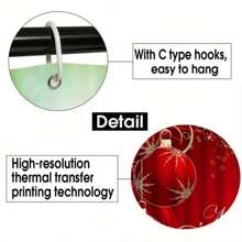 1pc/4pcs Christmas Festive Red Lanterns Shower Curtain Gift Modern Home Bathroom Decoration Curtain And Toilet Floor Mat 3-Piece Set With 12 Shower Curtain Hooks Fall Decor Bathroom Accessories Back To School