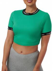 I LOVE YOU Ribbed Blouse - Green - View 2