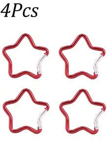 4 Peças Mosquetão de Estrela de Alumínio, Chaveiro de Gancho de Mola Criativo, Acessórios para Camping e Caminhada ao Ar Livre - Multicolorido - Visão 11