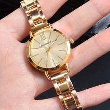 1 Miniature Lovely Roman Numeral Quartz Watch And 1 Crystal Decor Bracelet