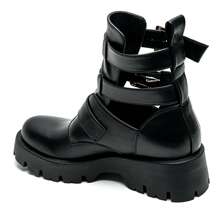 High-Top Ankle Boots With Multiple Buckles And Lug Sole - Black/7631A-2 - View 4