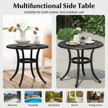 Cast Aluminum Patio Table 24''Outdoor Round Side Table Anti-Rust Coffee Bistro Table - Antique Brown - View 6