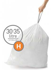 simplehuman Code - Paquete de unidades, bolsas de basura con cordón, 30-35 litros, 8-9 galones, color blanco - Código F - Ver 11