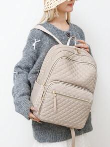 Women's Large Capacity Shoulder Bag With Top Handle And Backpack Function, School Backpack - Beige - View 3