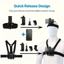 6 Pieces Phone Camera Sports Mount Kit, Chest Phone Mount Mounting Strap Set, Gopro/Phone/Osmo Action Device Mount, Action Camera Accessories Compatible With IPhone, Android Phone, Gift For Birthday, Family, Friends Phone Holder, Phone Stand, Phone Accessories - Multicolor - View 3
