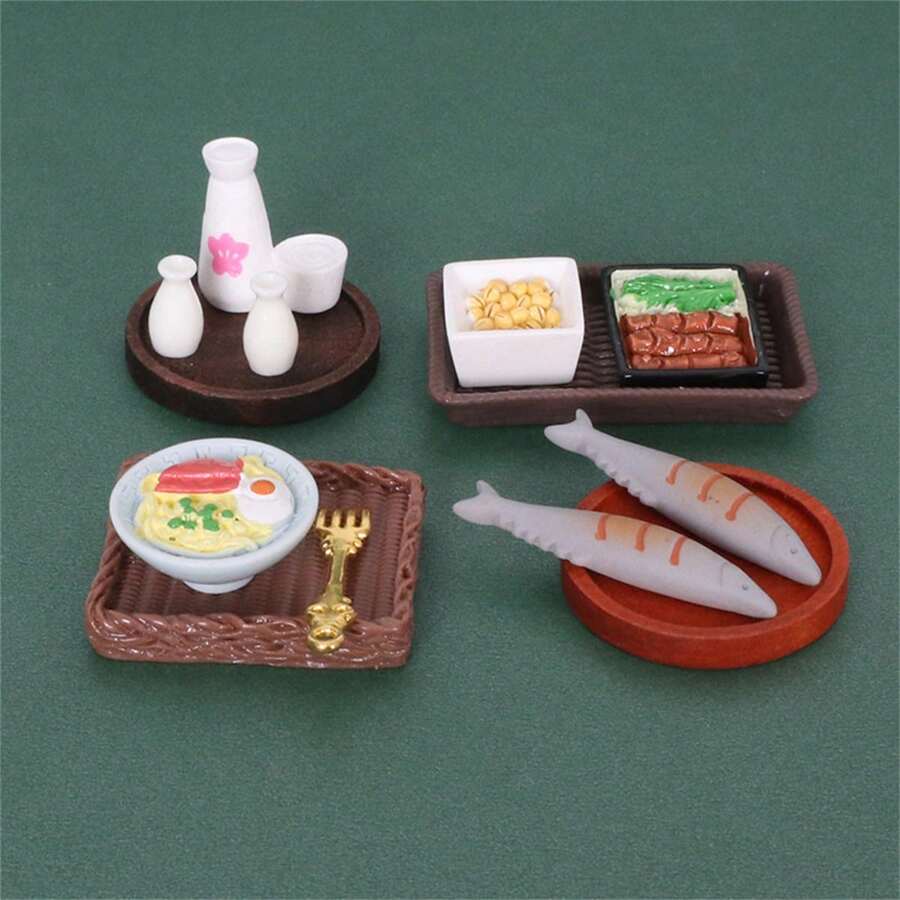 1 Set Of 13 Pieces Japanese Ramen, Mackerel And Sake Themed Kitchen Scene Accessories & Miniature Models - Various - View 1