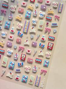 1pc Kitten Cartoon Nail Charm Sticker DIY Art Cute Style 3D Nail Art Decoration Sticker