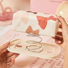 1pc Bow Paper Towel Box, Creative Napkin Storage Box, Bathroom Paper Box, Desktop Toilet Paper Holder, Kitchen Bedroom