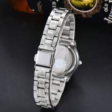 1 szt. Damska srebrna koperta, biała tarcza, pasek ze stali nierdzewnej, wielofunkcyjny zegarek kwarcowy odpowiedni do codziennego noszenia, styl biznesowy wysokiej klasy 83345