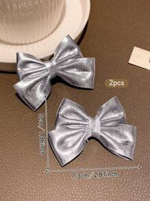 2 Silver Bow Hairpins, Stylish And Sweet Hairpins, Suitable For Daily Use Hair Accessories - Silver - View 2