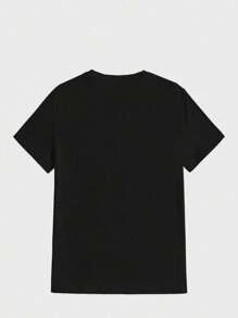 Camiseta "Apoyo a las madres solteras" para mujer, camiseta divertida con impresión digital casual de 220g de algodón puro 100% pesado - Negro - Ver 2