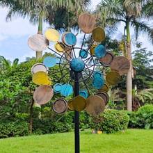 1 szt. lub hurtowo 4 sztuki metalowego wiatraka, zewnętrzna kinetyczna rzeźba, dekoracja palika ogrodowego bez prądu, kolorowa sztuka ogrodowa zasilana wiatrem, idealny prezent świąteczny