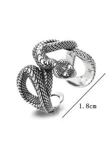 1pc Men's Adjustable Zinc Alloy Python Shaped Open Ring, Retro & Creative Personalized European And American Style, Gift For Men