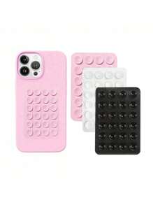 2 pièces Support de téléphone en silicone avec 24 ventouses, double-face, compatible pour la douche et le montage mural, pour le maquillage, le fitness, la salle de bain, la voiture et la cuisine