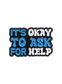 1pc Inspiring English Slogan Accessory Brooch, Seeking Help Is Okay, Geometric Black Heart Shape - Multicolor - View 8