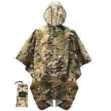 Camouflage wasserdichter Regenponcho, tragbare wiederverwendbare Regenjacke mit Kapuze, geeignet für Männer und Frauen