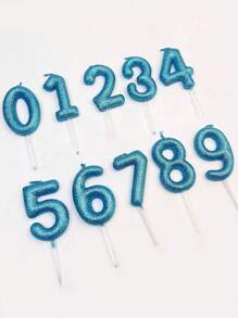 Light Blue Decoration Digit 0-9 Birthday Party Cake Decorative Candles - Blue - View 6