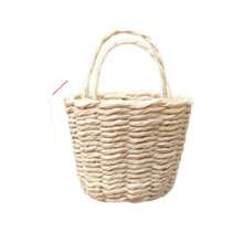 1pc Mini Geweven Mand Poppenrekwisiet, Kleine Handgemaakte Papieren Rotan Mand, Decoratieve Meubel Accessoire Pop