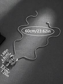 1pc Fashionable Retro European & American Style Scorpion Pendant Necklace, Vintage Design Suitable For Men's Casual Street Wear - Antique Silver - View 3