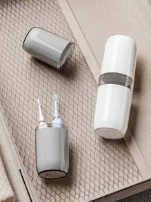 便携式旅行牙刷盒套装，带盖漱口杯牙膏牙膏盒牙刷收纳盒漱口杯便携式牙刷收纳盒，旅行漱口杯，防水牙膏架容器，商务旅行用玻璃杯，旅行必需品 - 彩色 - 查看 2