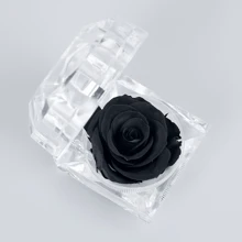 Boîte à bague rose éternelle en 9 couleurs | Bijou de fleur préservée, cadeau pour les mariages, la Saint-Valentin et les souvenirs de mariée (boîte-cadeau de luxe), plantes artificielles