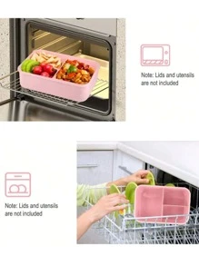 Set Bento Box Adult Lunch Box, Containers For Adults Men Women With 3 Compartments, Lunchable Food Container With Utensils, Sauce Jar, Muffin Liners, Microwave & Dishwasher Friendly, Brown, (Send Knives, Forks, Spoons, And Chopsticks ),Kitchen,Christmas Gift - Pink - View 6