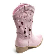 Botas occidentales de tacón bajo con recortes calados - Estilo vaquera - Rosa - Ver 4