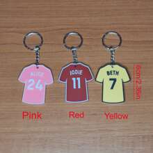 Personalised Football, Soccer Shirt Name And Number Keyring, Keychain - Choose Name, Number And Colour, Fantastic Gift For Friends And Family, Sport Keychain, Gift For Sport, Gifts For Her/Him, Birthday Gift For Girlfriend/ Boyfriend, Dawg, Engraved, Sequines, Stainless, Vintage, Casual, Unisex, Hipster, Old Money, Stylish, Custom, Personalized, Unique, Customized, For Classroom, For Teacher Gifts, For Boys And Girls, For Teenagers, High School Senior High School Students, College Students, University Students, Delicate Romance, Winter Grace - 6cm Jersey Keychain - View 3