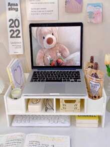 Multifunctional Desktop Stand, Multi-Layer Stackable Desktop Stand, Free Combination Of Office Supplies, Comfortable, For Computer Monitor - 白色 - 查看 1