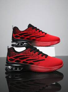 scarpe sportive con suola ammortizzata intrecciata, adatti per fitness, palestra, jogging, camminata e sport all'aperto - Rosso e nero - Visualizzare 3