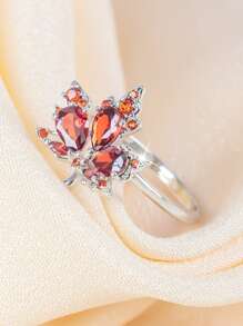 1 Nhẫn Đính Đá Zirconia Lá Phong Thanh Lịch & Sáng Tạo, Món Quà Trang Sức Nữ Cho Valentine, Sinh Nhật, Du Lịch, Đeo Hàng Ngày - lá cây - Xem 4