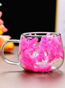 1pc High-Quality Double Wall Glass Coffee Cup - Transparent Hollow Glass Glassware For Coffee, Beverage - Unique Floral Design, Elegant Double Wall Glass Cup, Suitable For Home Or Gift