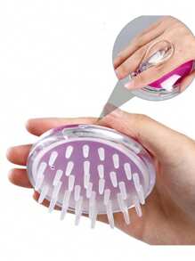 1 件装透明水晶硅胶头皮按摩刷、洗发梳、缓解头皮瘙痒 - 彩色 - 查看 9