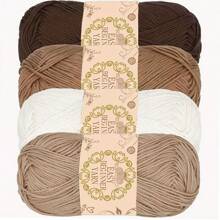 4pcs Soft Acrylic Yarn Skeins - 100% Acrylic, Fluffy & Soft, Suitable For Beginner Crochet Projects - Great For Hats, Gloves, Clothing, Blankets - Multi Colors (Beige, Cream, Yellow), Crochet Yarn