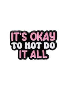 1pc Inspiring English Slogan Accessory Brooch, Seeking Help Is Okay, Geometric Black Heart Shape - Multicolor - View 7